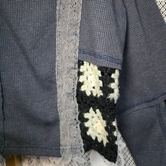 POL Granny Square V-Neck BOHO Hoodie L - Picture 4 of 13